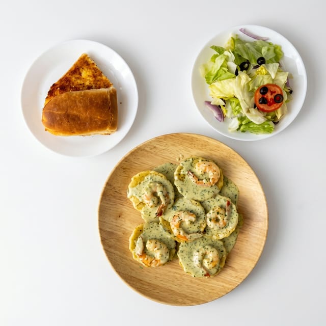Shrimp Pesto Ravioli.